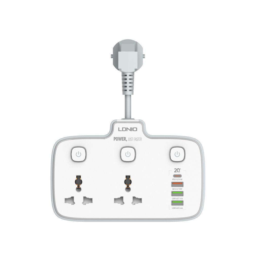 Мережевий подовжувач LDNIO SC2413 2 universal ports /1 PD/1 QC/2 auto ID