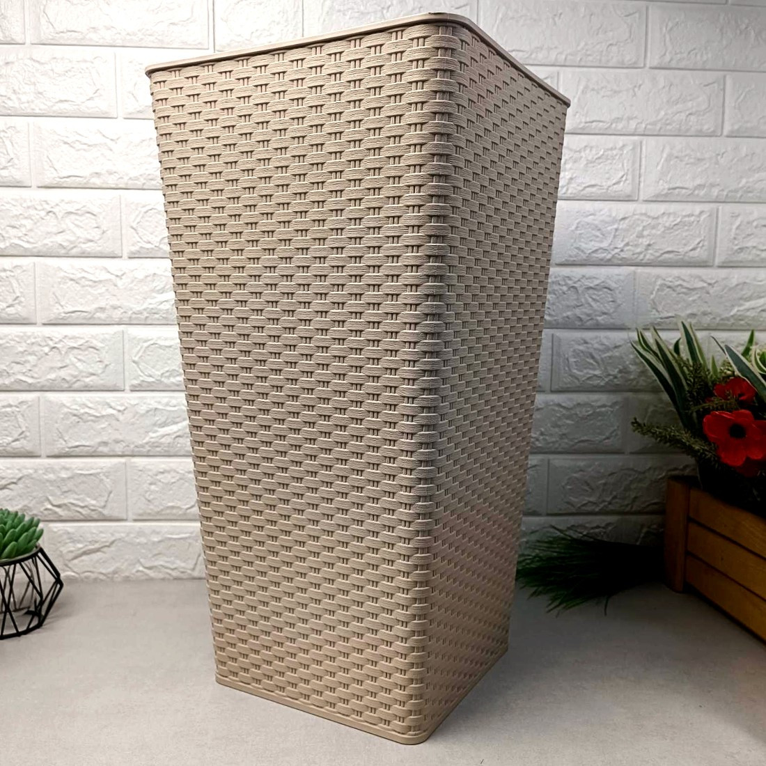 Високе трапецієподібне ротангове кашпо 7.1 л, какао Квадро Ротанг Алеана