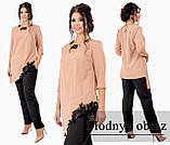 Ошатний жіночий костюм-двійка великих розмірів: асиметрична блуза + штани (р.48-58). Арт-2273/42, фото 3