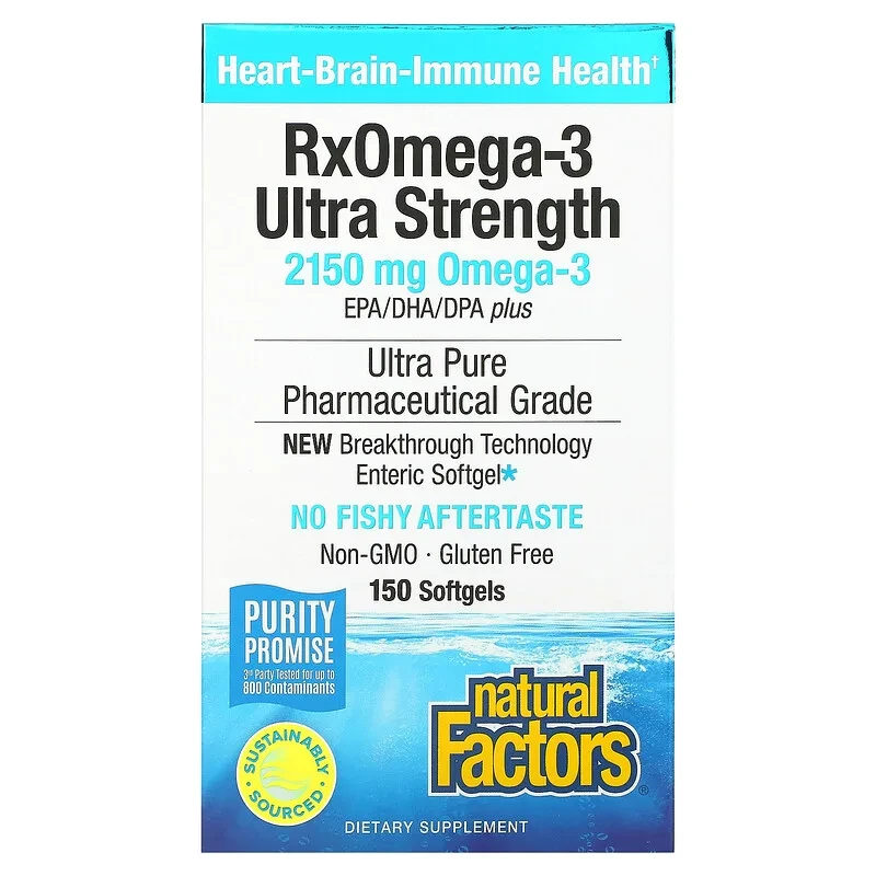 Natural Factors, RxOmega-3, омега-3 кислоти, посилена дія, 2150 мг, 150 капсул (1075 мг у капсулі)