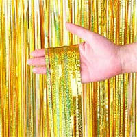 Дощик шторка для декору фотозони золота голограма