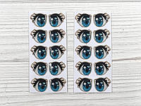 Глазки силиконовые клеевые - Голубые