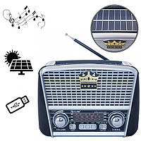 Радиоприемник аккумуляторный с солнечной батареей, FM/AM, USB, 220V, АА,Golon RX-BT455S, Черно-серый / Ретро-радио