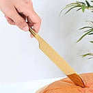 Лопатка та ніж для торта золотого кольору REMY-DECOR із нержавіючої сталі набір для десертів та весільного торта, фото 4