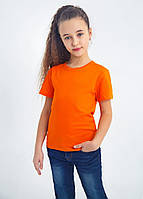 Детская футболка универсальная однотонная свободного силуэта 116-122,128-134,140-146 100% хлопок ОРАНЖЕВЫЙ