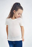 Детская футболка универсальная однотонная свободного силуэта 116-122,128-134,140-146 100% хлопок МОЛОЧНЫЙ