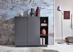 Комод на дві двері і три відкриті полиці в сірому кольорі MS319