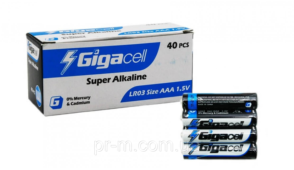 Батарейка Gigacell AAA LR3 Super Alkaline 40 шт./пач. (1200/якіс)