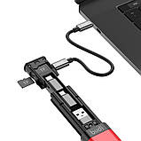 Багатофункціональний смарт адаптер Budi набір (9 в 1) кардрідер Multi Cable Stick DC516R Червоний, фото 6