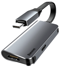 Перехідник Baseus Little Box USB-C/HDMI+USB-C Dark Grey (CAHUB-E0G)