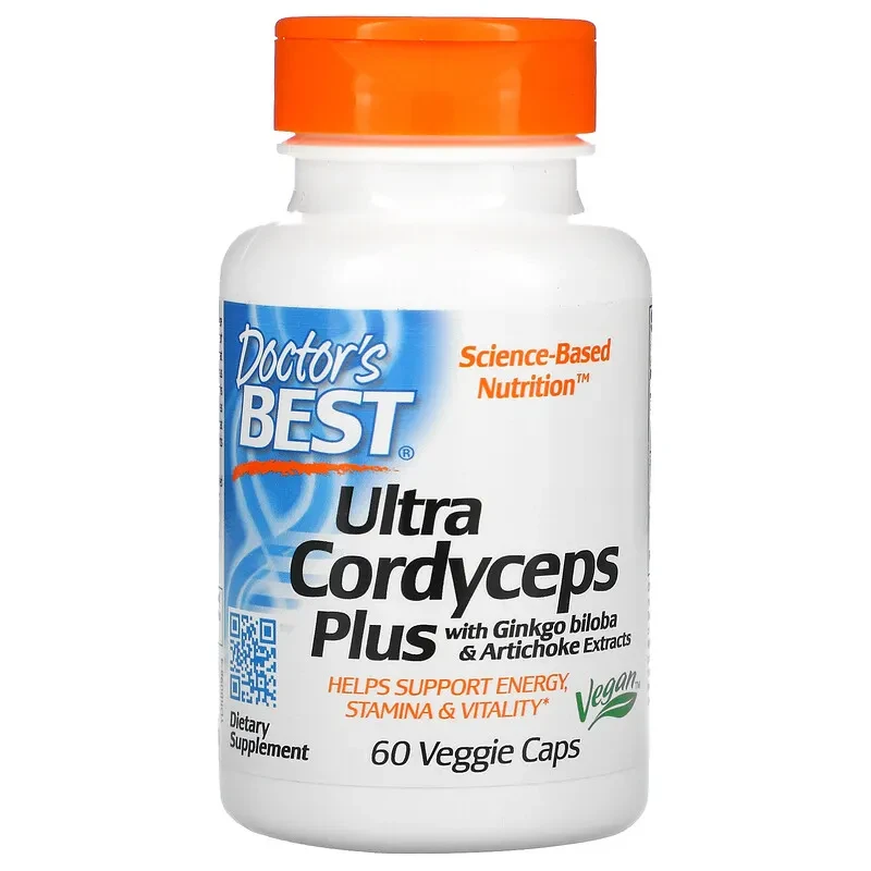 Doctor's Best, Ultra Cordyceps Plus, кордицепс із додаванням екстрактів гінкго білоба та артишоку, 60 капсул