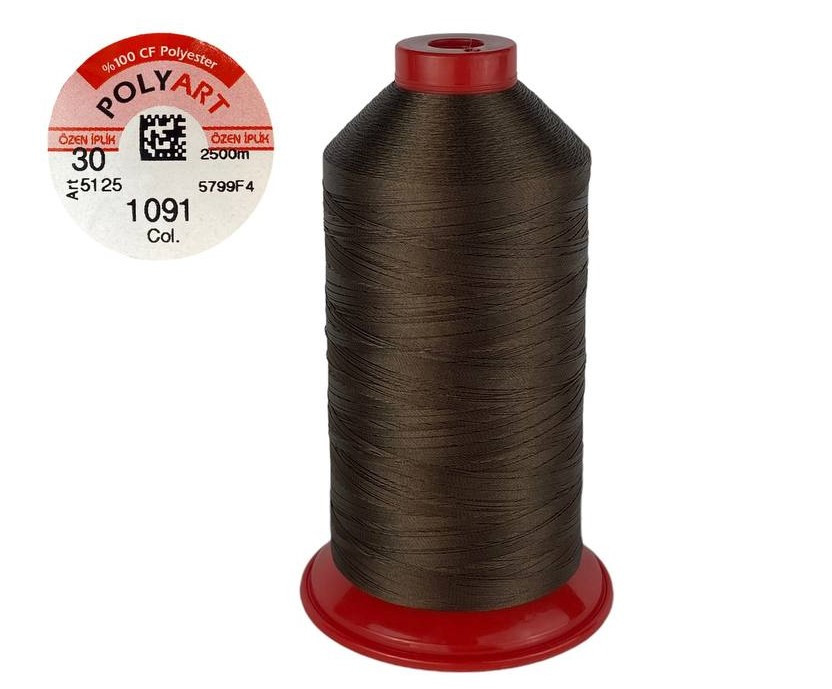 Нитка швейна поліестер POLYART(ПОЛІАРТ) N30 колір #1091 коричневий 2500м (ОРИГІНАЛ, ТУРЕЧЧИНА), фото 1