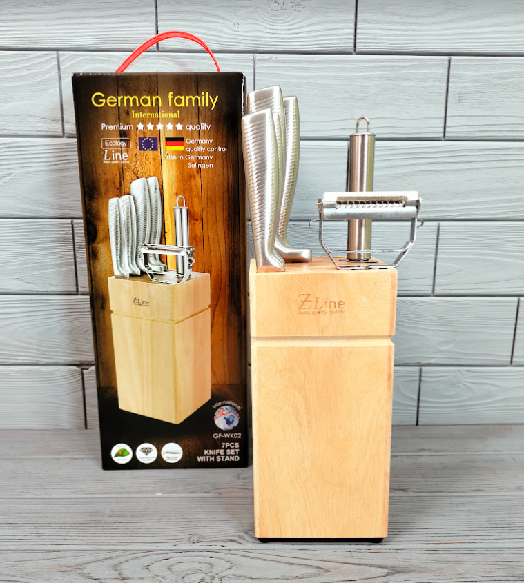 Набір кухонних ножів 7 предметів German Family GF-WK02 / Кухонні ножі на підставці, фото 1
