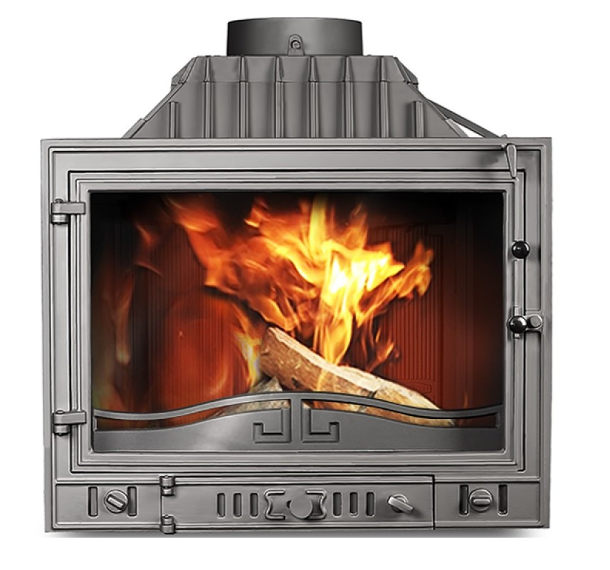 Камінна топка KawMet W4 з правим боковим склом 14 кВТ повітряні камінні топки