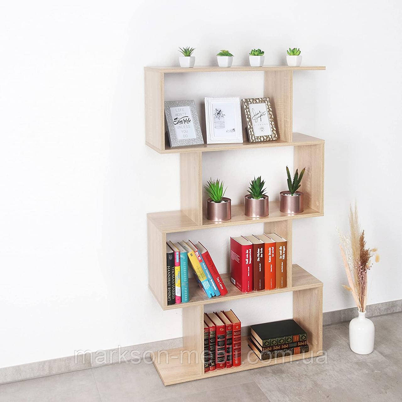 Книжкова полиця - стелаж на 4 полиці 129х70х25 см MS209