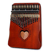 Музичний інструмент Калімба Kalimba на 17 язичків Ручне фортепіано Коричневий з гравіюванням сердечко