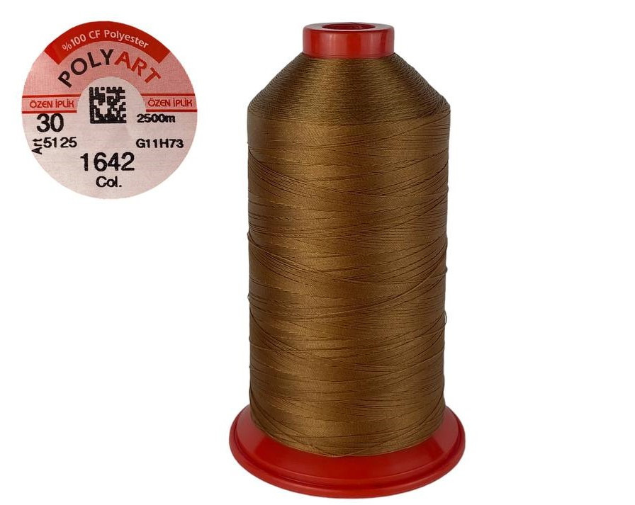 Нитка швейна поліестер POLYART(ПОЛІАРТ) N30 колір #1642 світло-коричневий 2500м (ОРИГІНАЛ, ТУРЕЧЧИНА), фото 1