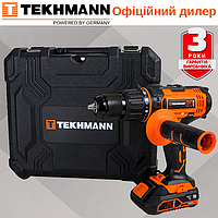 Шуруповерт аккумуляторный Tekhmann TCD-60/i20 kit / Текман / 60 Нм / 2 А-ч / В кейсе / Гарантия 3 года /