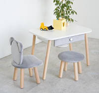 Комплект детский стол и стул + табуретка - серый