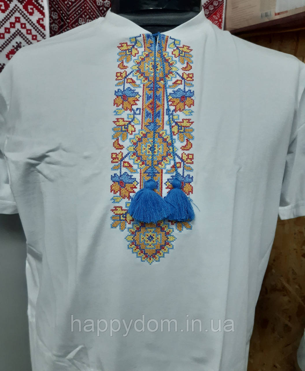 Вышиванка чоловіча біла дубок 2XL