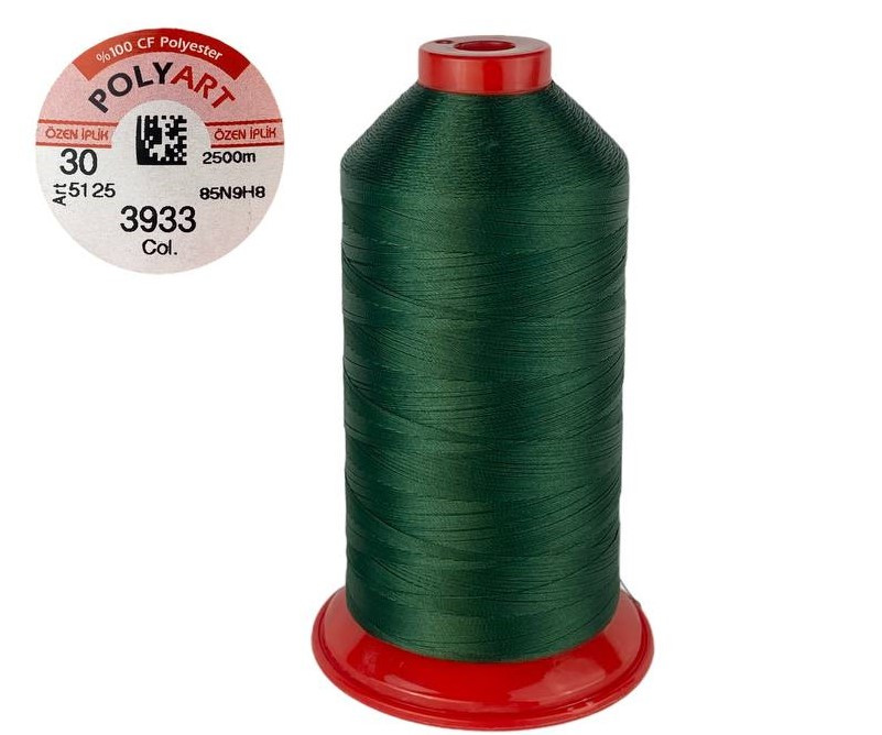 Нитка швейна поліестер POLYART(ПОЛІАРТ) N30 колір #3933 темно-зелений 2500м (ОРИГІНАЛ, ТУРЕЧЧИНА), фото 1