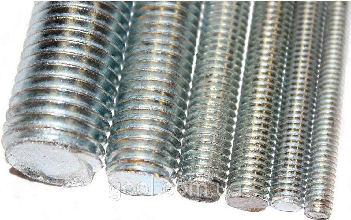 Шпилька м6х1000 мм металева нарізна оцинкована клас міцності 4.8 din 975 повна різьба, фото 1