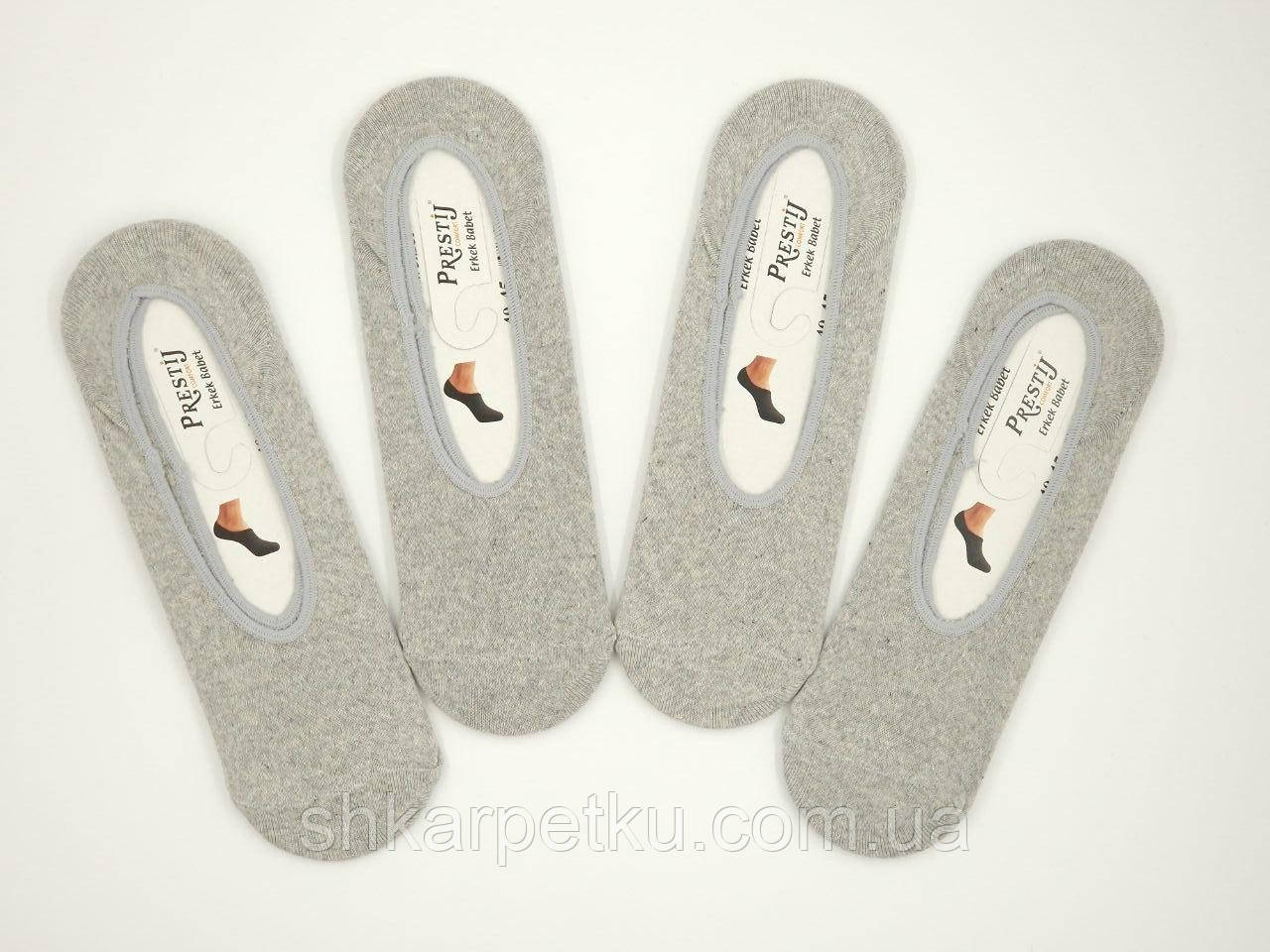 Чоловічі сліди Prestij однотонні бавовна розмір 40-45 12 пар/уп сірі, фото 1