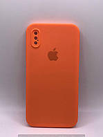 Чехол Silicone Case Square Full Camera Protective (AA) для Apple iPhone XS (5.8") (Оранжевый / Papaya)