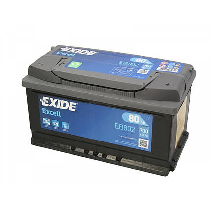 Автомобільний акумулятор Exide Excell EB802 80 Ah 700 En(0), фото 2
