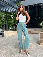Женские летние брюки МОМ из жатого крепа 4 цвета, 42-62 размеры