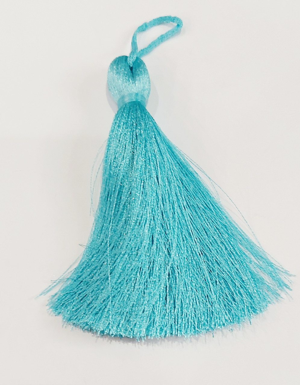 Китиця текстильна декоративна шовкова велика 10-11 см, бірюза світла , 0201, 1 шт.