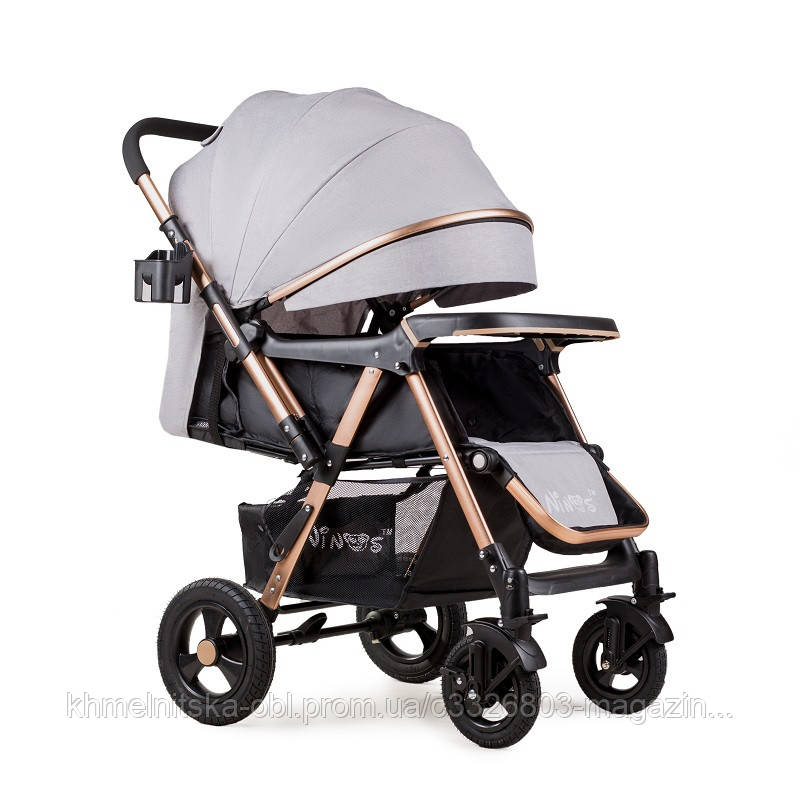 Прогулянкова коляска (візок) Ninos Maxi Light grey перекидна ручка, фото 1