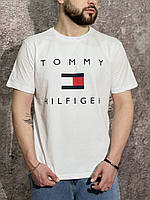 Мужская футболка Tommy Hilfiger белая спортивная | Тенниска повседневная Томми Хилфигер на лето V2