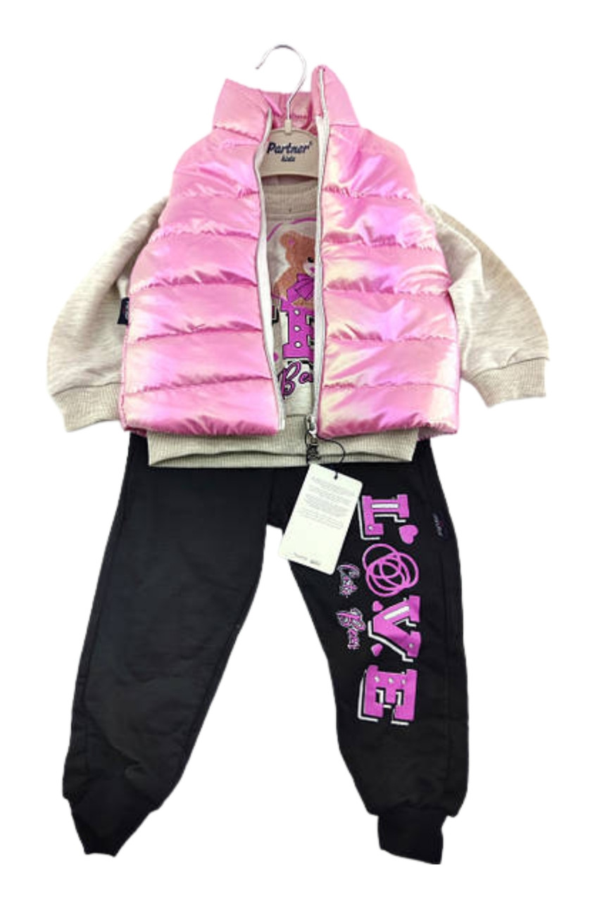Дитячий костюм Туреччина 1, 2, 3, 4 рік для дівчинки з безрукавкою тепла рожева (КДД17)