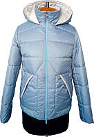 Качественная голубая женская куртка деми с капюшоном увеличенніх размеров 44-54