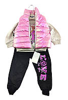 Детский костюм Турция 1, 2 года для девочки с безрукавкой теплая розовая (КДД17) 2 года