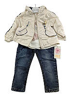 Детский костюм Турция 2, 4, 5 лет для девочки с курткой и джинсами бежевый (КДД11) 5 лет