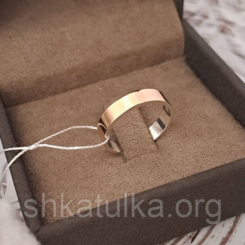 Обручка срібна із золотою напайкою класична тонка, фото 1