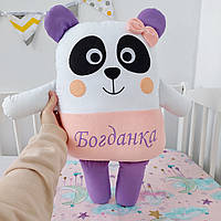Именная подушка игрушка - Панда, мягкая игрушка с вышивкой имени