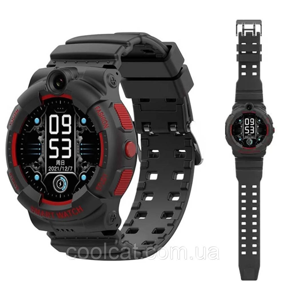 Дитячий наручний розумний годинник-будильник з GPS Y01 Чорний / Смарт годинник з підтримкою відеодзвінків