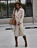 Стильне жіноче пальто кашемір 42-44,46-48 бежевий, фото 2