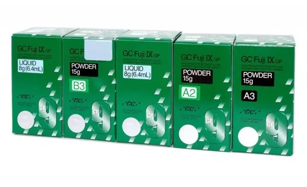 Fuji IX GP (Фуджі 9) А2, А3, В3 х 15 г + 2 х 6.4 мл стоматологічний цемент для реставрації, фото 1