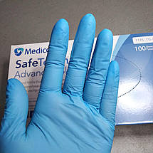 НІТРИЛОВІ РУКАВИЧКИ ГОЛУБІ SAFE TOUCH ADVANCED SLIM BLUE (1175 TG)3,6г- без пудри 50 пар/уп, фото 3