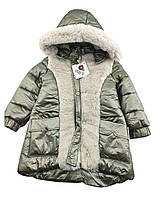 Детская куртка Турция 2, 3, 4 года для девочки плащевка зимняя зелёный (КДД21) 4 года