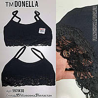 Чорний топ з широким мереживом для дівчинки ТМ Donella (597143Q)