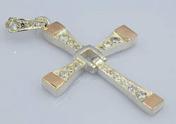 Срібний хрест для чоловіків — Домініка Торетто, із золотом