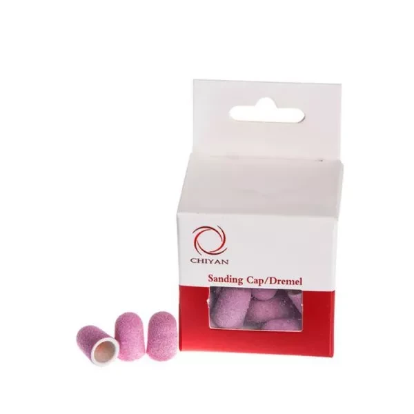 Ковпачок CHIYAN шліфувальний пісочний рожевий d-7 мм дрібний абразив 30 шт., фото 1