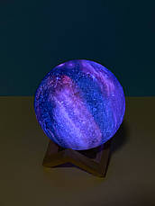 Настільний світильник-нічний космос 15 см "3D Moon Lamp" 16 кольорів з пультом, різнокольоровий, фото 5