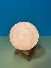 Настільний світильник-нічний місяць 18 см "3D Moon Lamp" 16 кольорів з пультом, фото 4