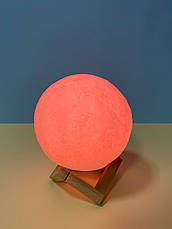 Настільний світильник-нічний місяць 18 см "3D Moon Lamp" 16 кольорів з пультом, фото 6